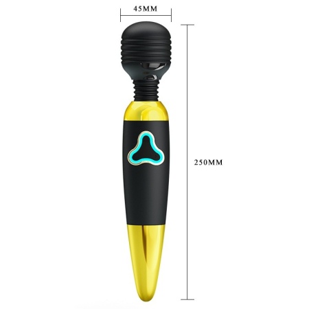 Body Wand - stymulator do łechtaczki z prążkowaną główką 4,5 cm i 7 poziomami wibracji, silikon medyczny, długość 25 cm - 4