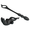 Wibrujący pierścień V na penisa z korkiem analnym 21 cm - 4