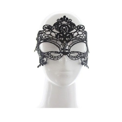 Maska na oczy Royal Mask BLACK – czarna koronkowa maska BDSM - 1 2