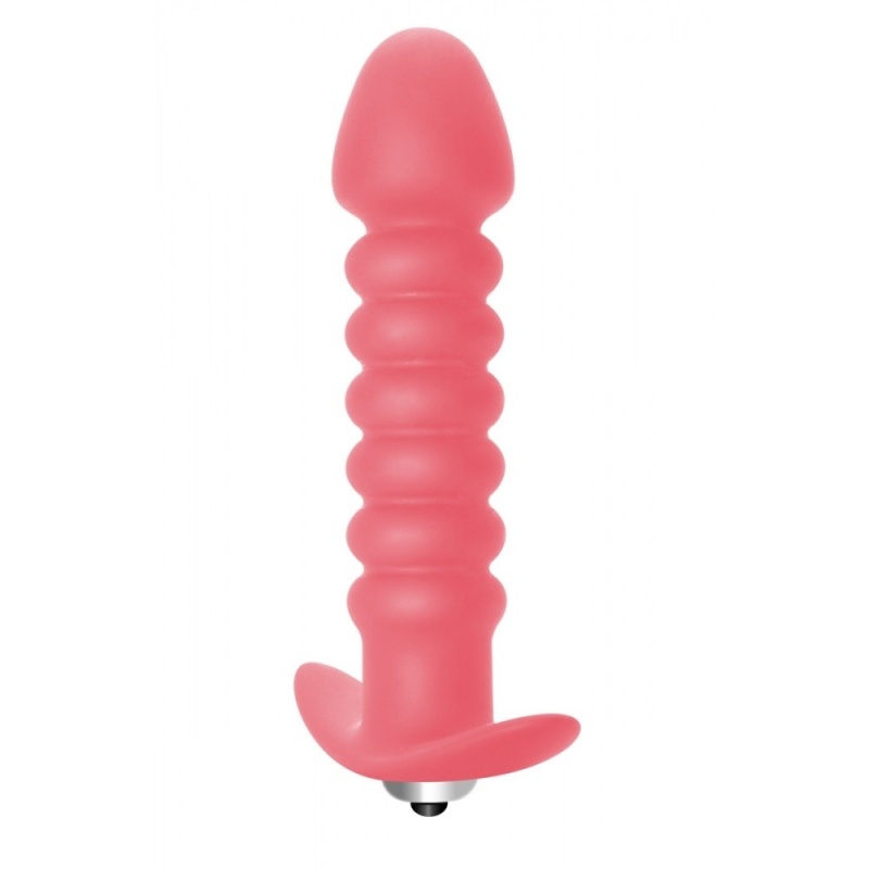 Korek analny Twisted Anal Plug Pink - silikonowy z wyjmowanym wibratorem, 7 trybów wibracji, 11 cm x 3 cm - 3