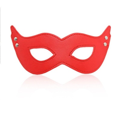 Maska fetyszowa Mistery Mask RED czerwona skórzana - 1