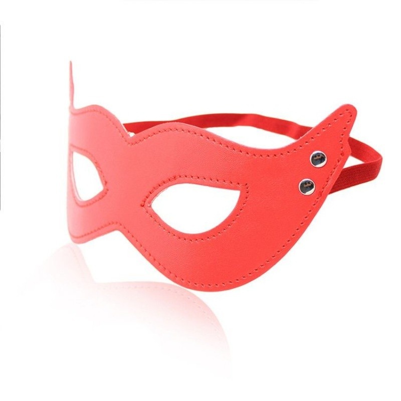 Maska fetyszowa Mistery Mask RED czerwona skórzana - 3