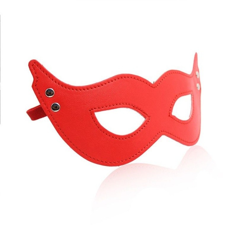 Maska fetyszowa Mistery Mask RED czerwona skórzana - 4