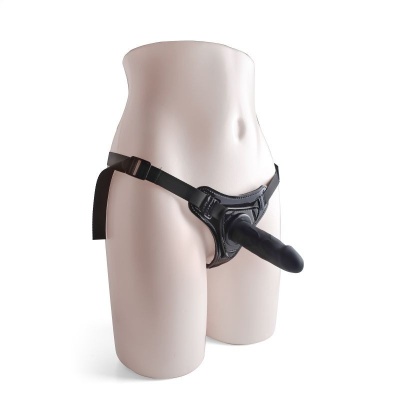 Strap-on z realistycznym fallusem 10 cm czarny - 1