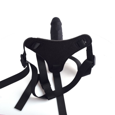 Strap-on z realistycznym fallusem 10 cm czarny - 1 2