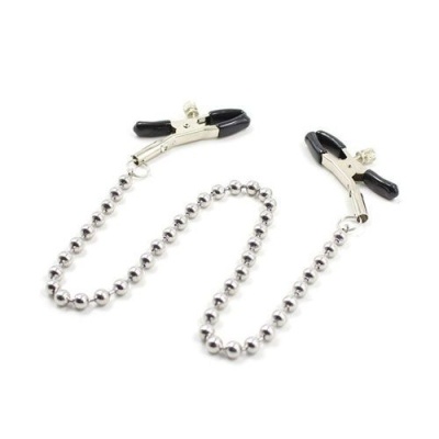 Zaciski na sutki Chain Nipples Clamps z łańcuszkiem 35 cm, czarne - 1