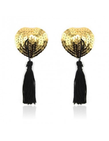 Naklejki na sutki Heart Shine Nipples Tassels (Oro) - Klamry i klipsy na sutki - 1