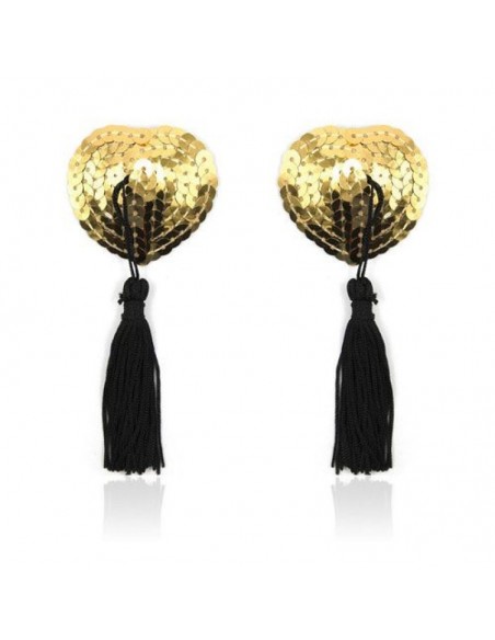 Naklejki na sutki Heart Shine Nipples Tassels (Oro) - Klamry i klipsy na sutki - 1