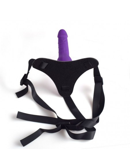 Strapon Cintura Regolabile Strap-On Purple Con Fallo Realistico - Strap-ony, dilda na pasku bez wibracji - 4