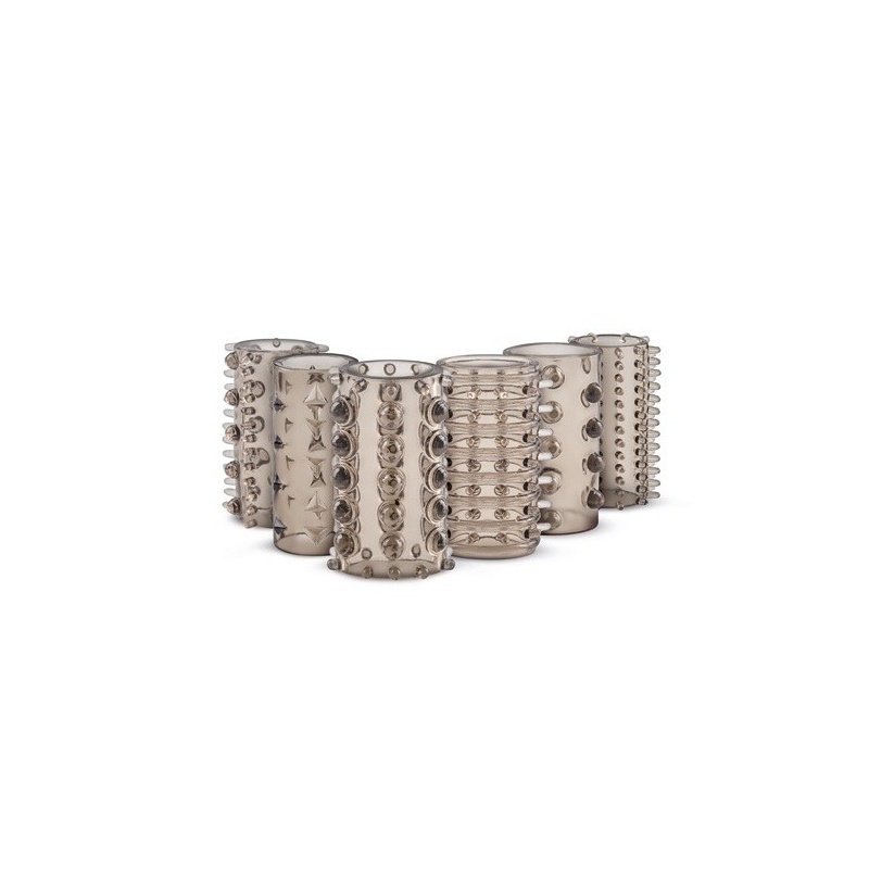 Nakładki na penisa Stymulator-Penis Sleeve Set - zestaw 6 elastycznych rękawów TPE, długość 4 cm, średnica 1,5-6 cm - 1