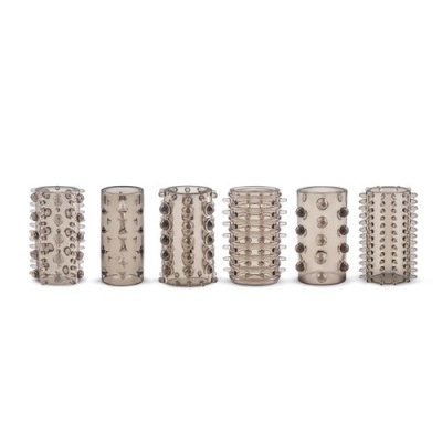 Nakładki na penisa Stymulator-Penis Sleeve Set - zestaw 6 elastycznych rękawów TPE, długość 4 cm, średnica 1,5-6 cm - 1 2