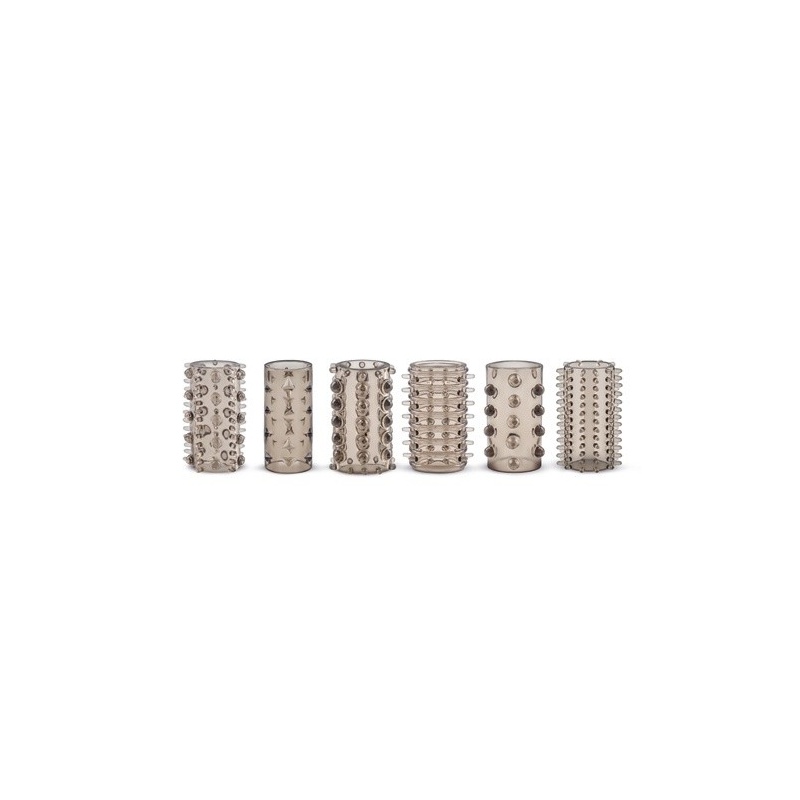 Nakładki na penisa Stymulator-Penis Sleeve Set - zestaw 6 elastycznych rękawów TPE, długość 4 cm, średnica 1,5-6 cm - 2