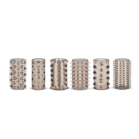 Nakładki na penisa Stymulator-Penis Sleeve Set - zestaw 6 elastycznych rękawów TPE, długość 4 cm, średnica 1,5-6 cm - 2