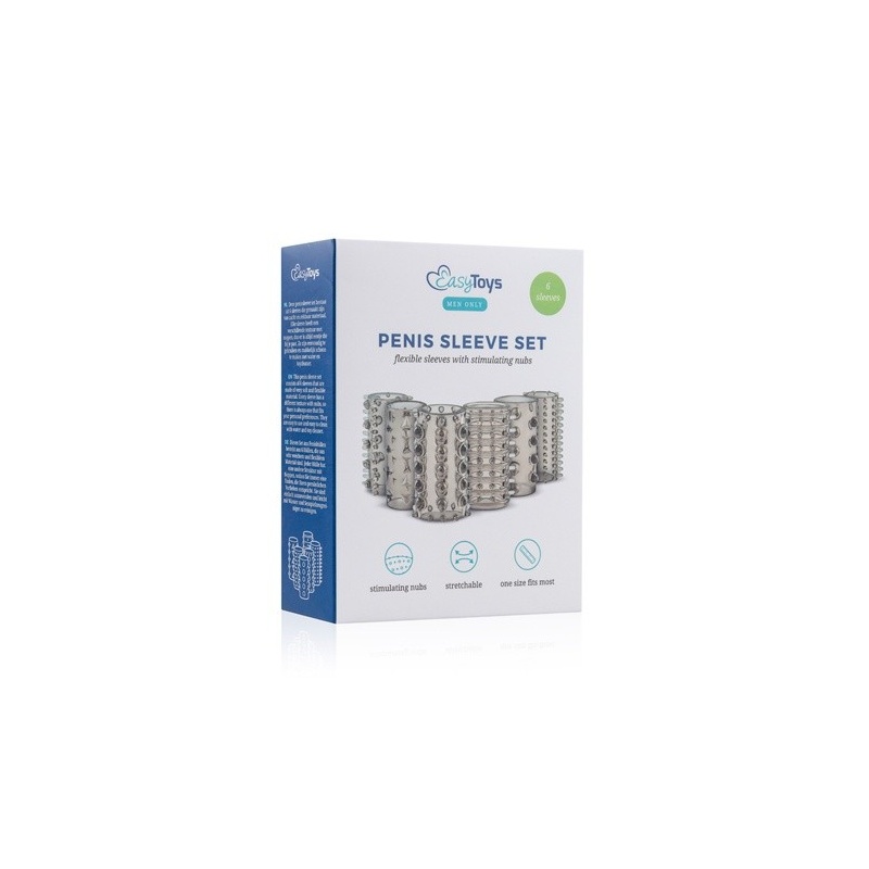 Nakładki na penisa Stymulator-Penis Sleeve Set - zestaw 6 elastycznych rękawów TPE, długość 4 cm, średnica 1,5-6 cm - 4