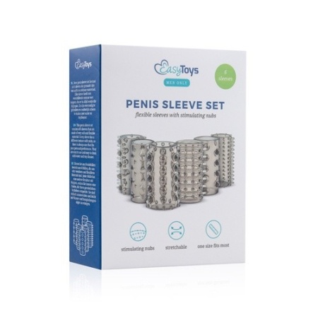 Nakładki na penisa Stymulator-Penis Sleeve Set - zestaw 6 elastycznych rękawów TPE, długość 4 cm, średnica 1,5-6 cm - 4