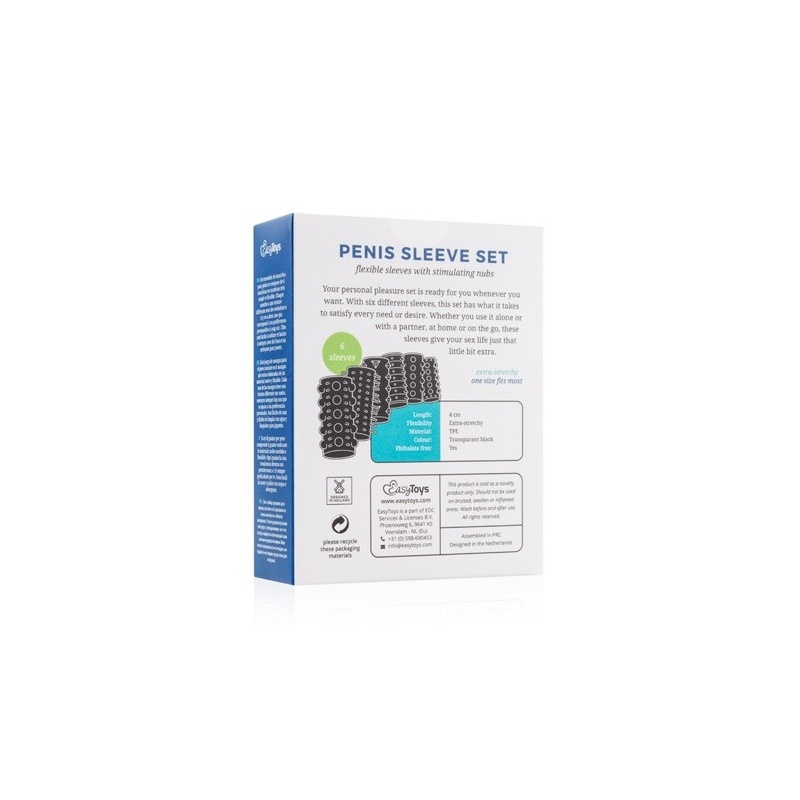 Nakładki na penisa Stymulator-Penis Sleeve Set - zestaw 6 elastycznych rękawów TPE, długość 4 cm, średnica 1,5-6 cm - 5