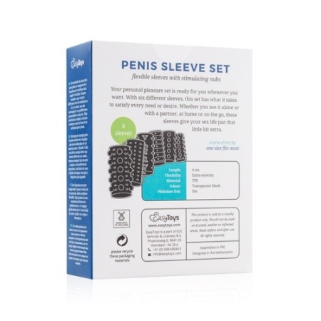 Nakładki na penisa Stymulator-Penis Sleeve Set - zestaw 6 elastycznych rękawów TPE, długość 4 cm, średnica 1,5-6 cm - 5