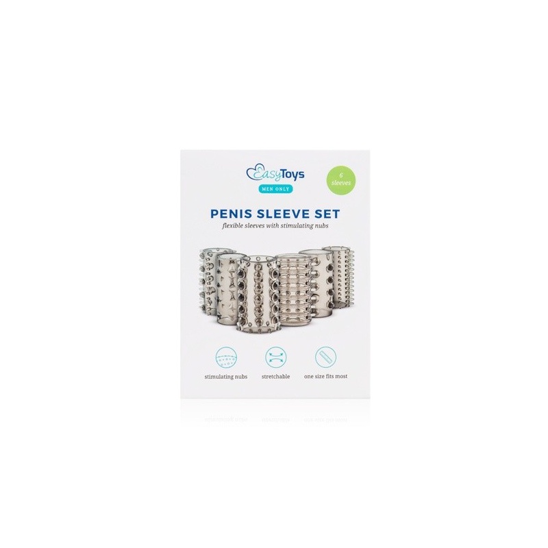 Nakładki na penisa Stymulator-Penis Sleeve Set - zestaw 6 elastycznych rękawów TPE, długość 4 cm, średnica 1,5-6 cm - 6