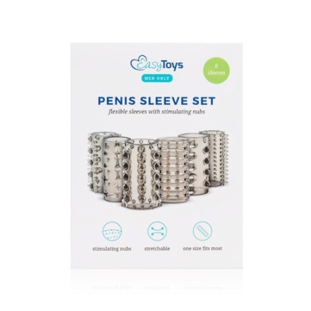 Nakładki na penisa Stymulator-Penis Sleeve Set - zestaw 6 elastycznych rękawów TPE, długość 4 cm, średnica 1,5-6 cm - 6