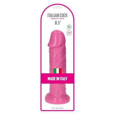Dildo Italian Cock 8,5 cala (22 cm) różowy z przyssawką - 1 2