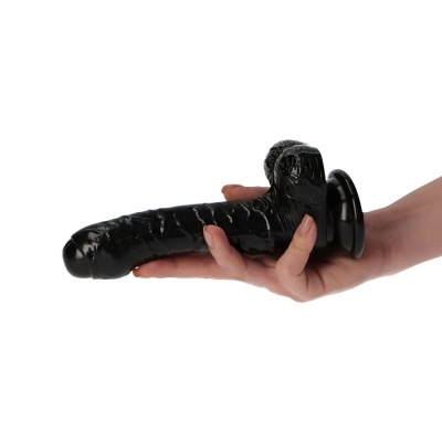Dildo Italian Cock 16 cm czarny z przyssawką i jądrami - 1