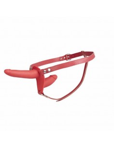 Strapon Double Enjoyment Red - Strap-ony, dilda na pasku bez wibracji - 1 2