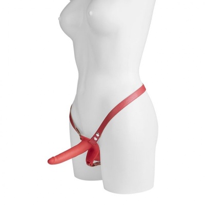 Dwustronny Strap-On Double Enjoyment 14,5 cm Czerwony - 1