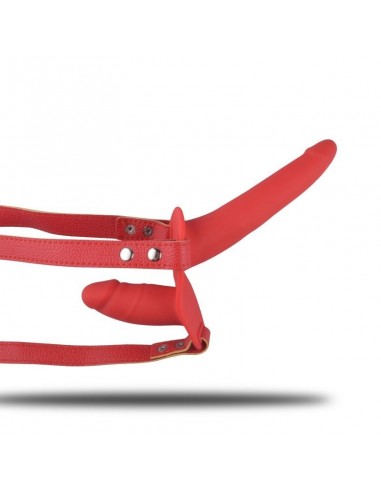 Strapon Double Enjoyment Red - Strap-ony, dilda na pasku bez wibracji - 4