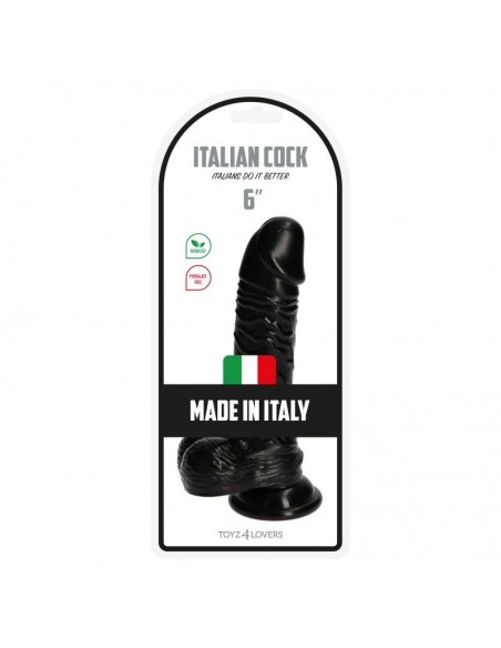 Dildo Italian Cock 6" Black - Dilda realistyczne - 6