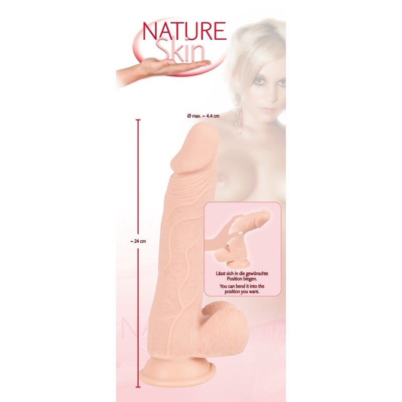 Nature Skin Medium Dildo 24 cm – realistyczna faktura TPE, żylasty trzon i przyssawka - 8