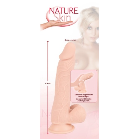 Nature Skin Medium Dildo 24 cm – realistyczna faktura TPE, żylasty trzon i przyssawka - 8