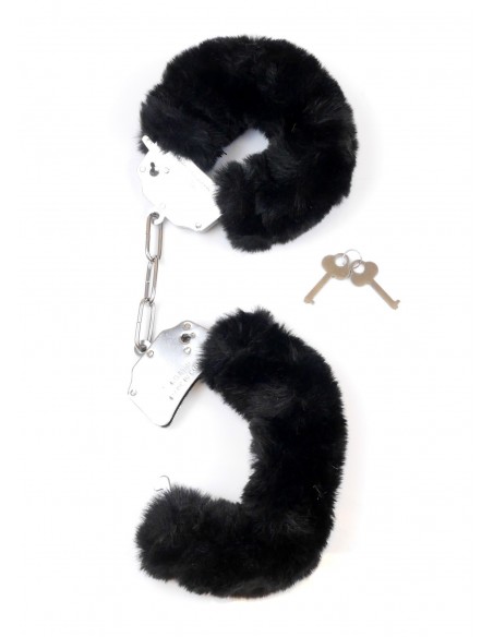 Kajdanki Fetish Boss Series- Furry Cuffs Black - Kajdanki erotyczne - 3