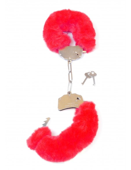 Kajdanki Fetish Boss Series- Furry Cuffs Red - Kajdanki erotyczne - 3