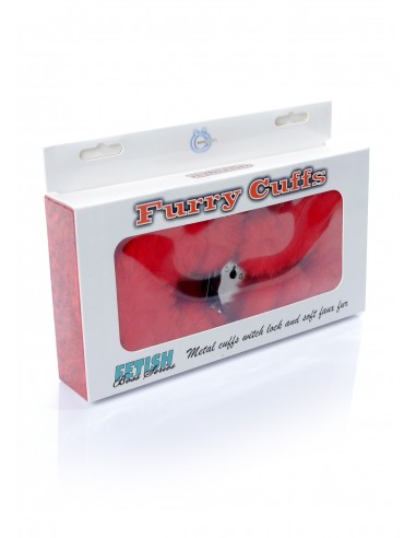 Kajdanki Fetish Boss Series- Furry Cuffs Red - Kajdanki erotyczne - 5