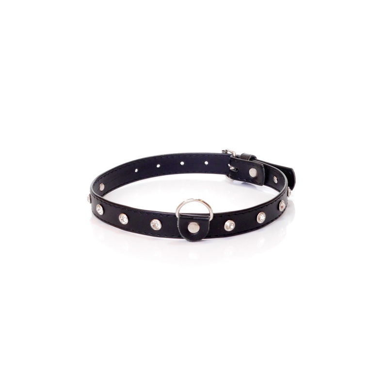 Obroża BDSM - Collar 2 Cm Silver Crystal - 1
