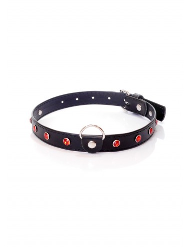 Obroża BDSM Collar - 2 Cm. Red Crystal - Chokery, obroże i smycze - 1