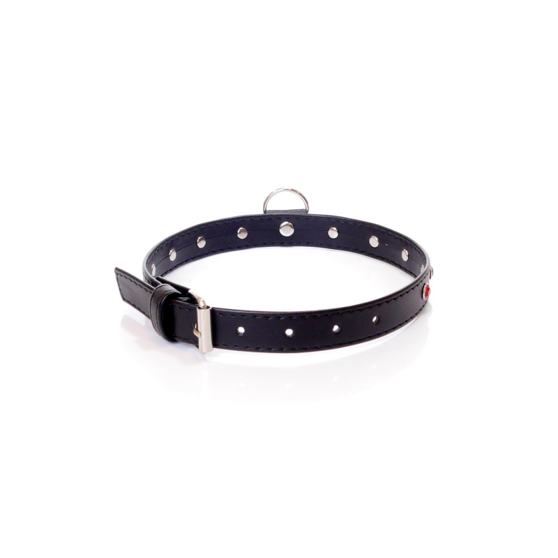 Obroża BDSM Collar - 2 Cm. Red Crystal - 2