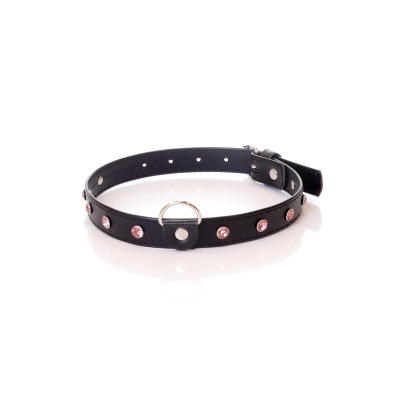 Obroża BDSM Collar - 2 Cm Pink Crystal - 1