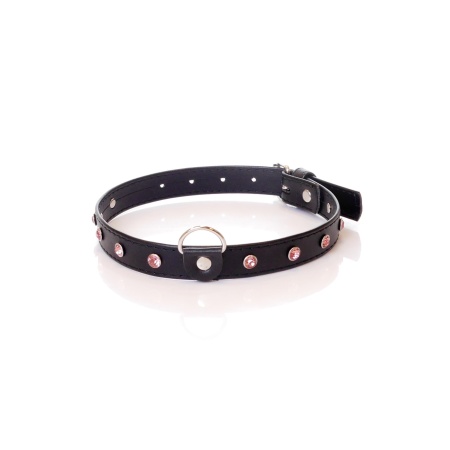 Obroża BDSM Collar - 2 Cm Pink Crystal - 1