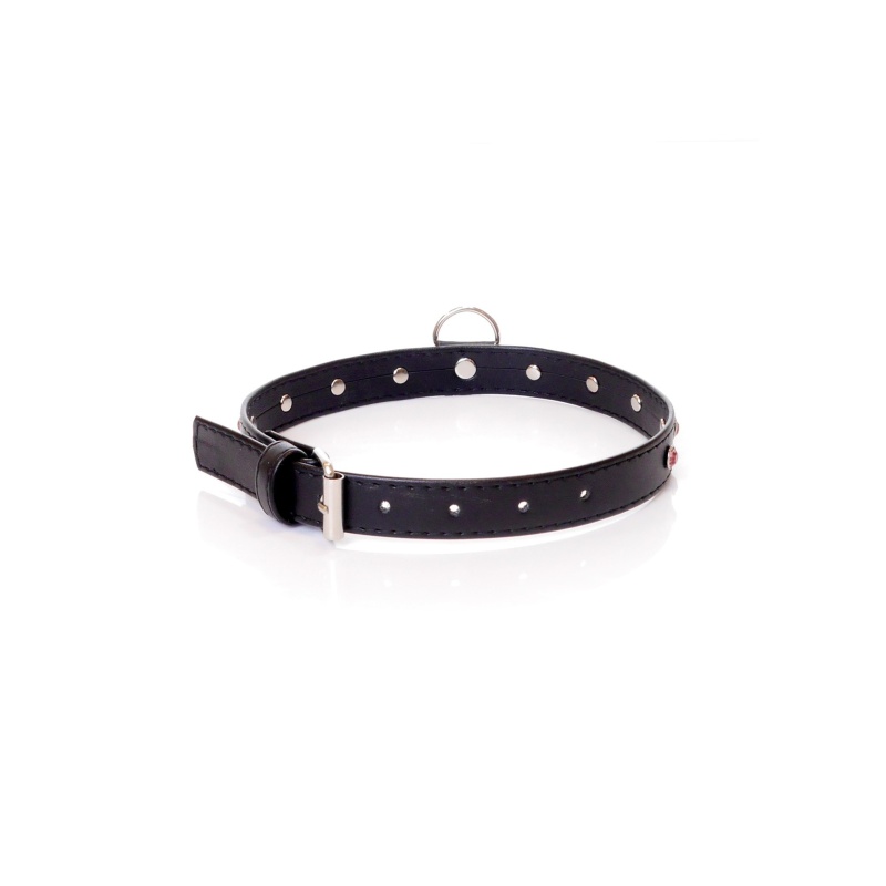 Obroża BDSM Collar - 2 Cm Pink Crystal - 2