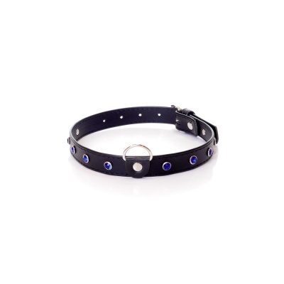 Obroża BDSM Collar - 2 Cm Navy Blue Crystal - 1