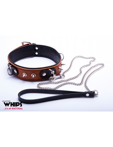 WHIPS Obroża Niewolnika Ze Smyczą, Koniakowa - Chokery, obroże i smycze - 1