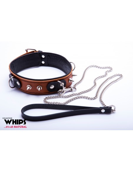 WHIPS Obroża Niewolnika Ze Smyczą, Koniakowa - Chokery, obroże i smycze - 1