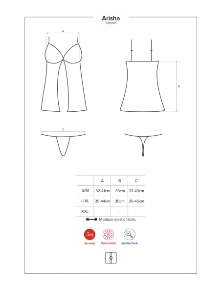 Bielizna nocna Arisha Babydoll I Stringi L/Xl - Babydoll - 7