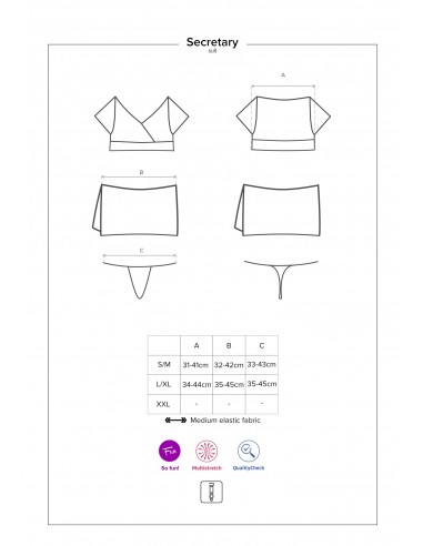 Strój Sekratarki Secretary Kostium 5-Częściowy Czarny - Kostiumy i przebrania erotyczne - 7
