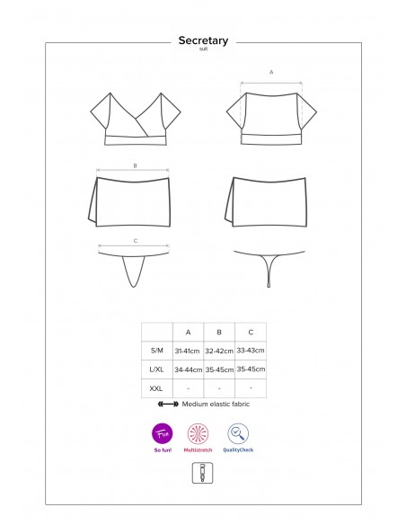 Strój Sekratarki Secretary Kostium 5-Częściowy Czarny - Kostiumy i przebrania erotyczne - 7