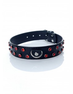 Obroża BDSM - Collar 3 Cm. Red Crystal - Chokery, obroże i smycze - 1