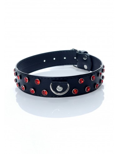 Obroża BDSM - Collar 3 Cm. Red Crystal - Chokery, obroże i smycze - 1
