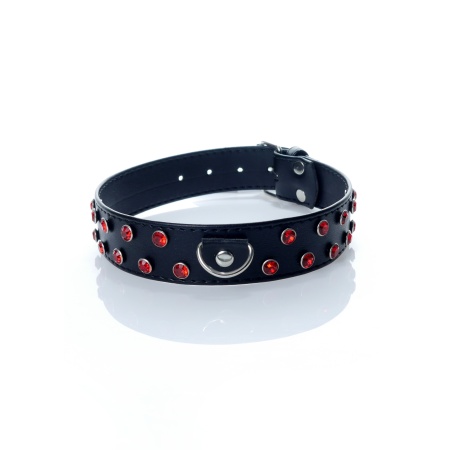 Obroża BDSM - Collar 3 Cm. Red Crystal - 1