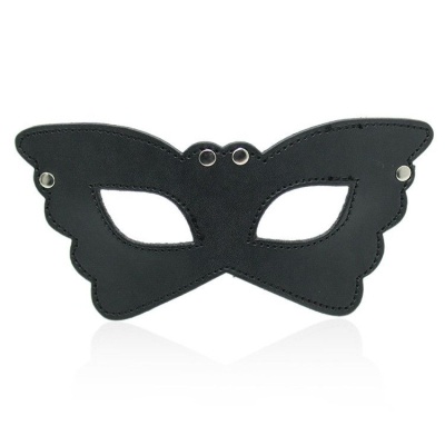 Maska fetyszowa Butterfly Mask – czarna, ze skóry syntetycznej - 1